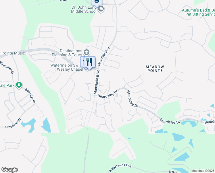 map of restaurants, bars, coffee shops, grocery stores, and more near 30148 Barnaby Lane in Zephyrhills