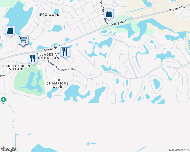 map of restaurants, bars, coffee shops, grocery stores, and more near 10652 Garda Drive in Trinity