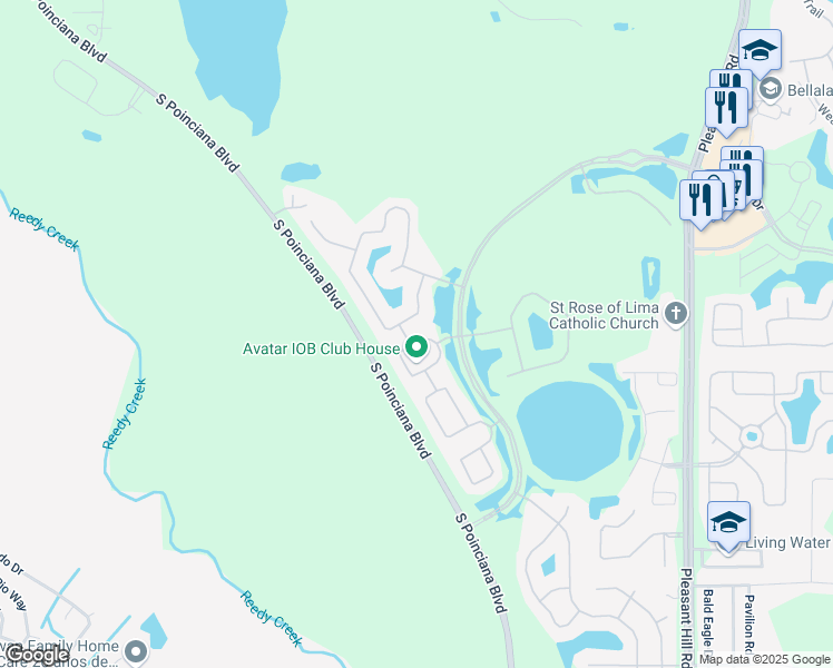 map of restaurants, bars, coffee shops, grocery stores, and more near 4101 Bella Isle Circle in Kissimmee