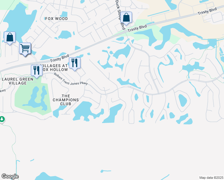 map of restaurants, bars, coffee shops, grocery stores, and more near 10652 Garda Drive in Trinity
