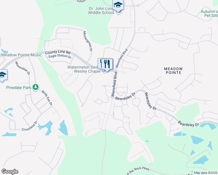 map of restaurants, bars, coffee shops, grocery stores, and more near 30046 Granda Hills Court in Zephyrhills