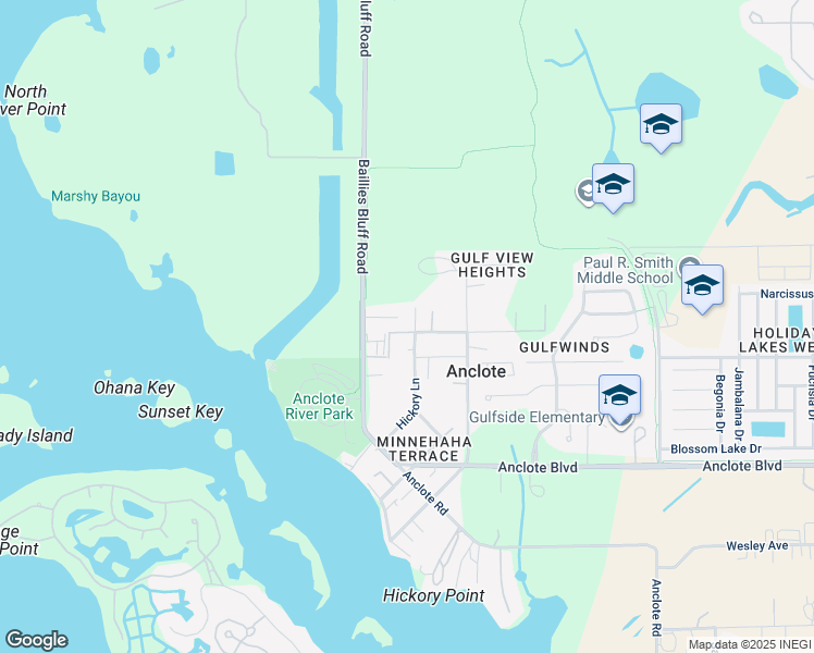 map of restaurants, bars, coffee shops, grocery stores, and more near 1241 Hickory Lane in Holiday