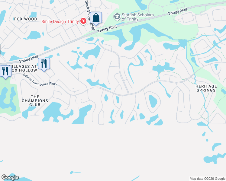 map of restaurants, bars, coffee shops, grocery stores, and more near 1235 Alanbrooke Street in Trinity