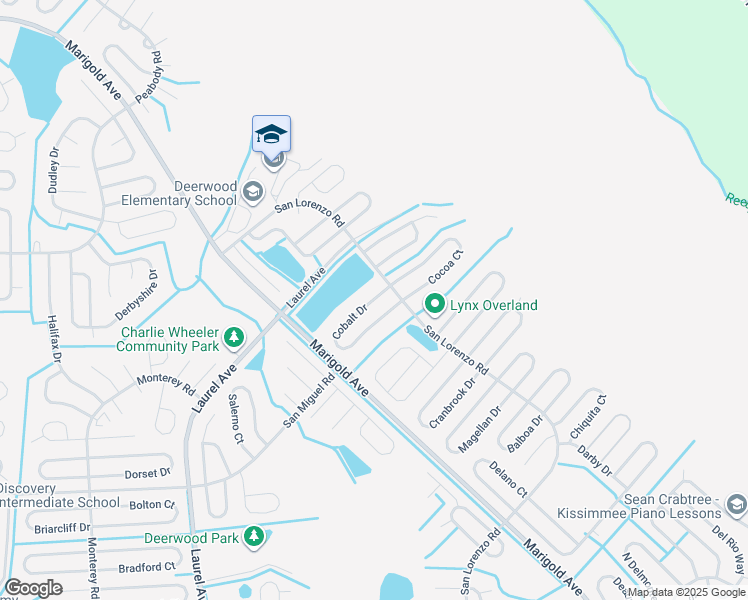 map of restaurants, bars, coffee shops, grocery stores, and more near 278 Cobalt Drive in Kissimmee