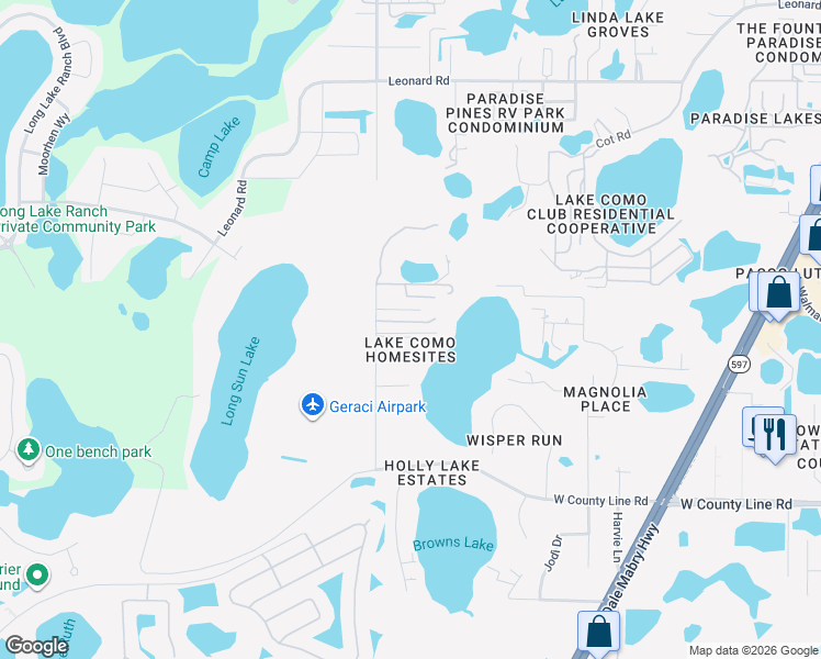 map of restaurants, bars, coffee shops, grocery stores, and more near 20121 Hideaway Lane in Lutz