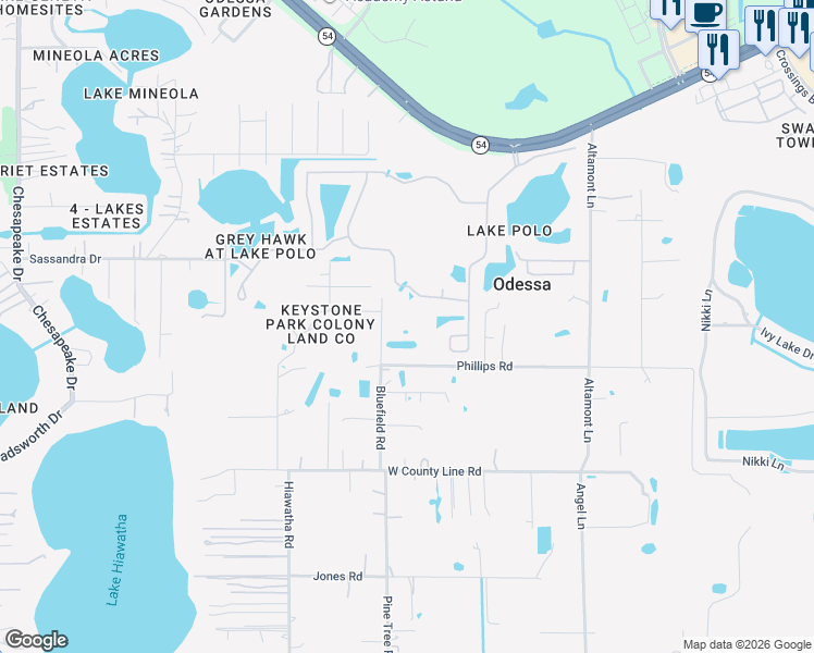 map of restaurants, bars, coffee shops, grocery stores, and more near 1300 Bluefield Road in Odessa