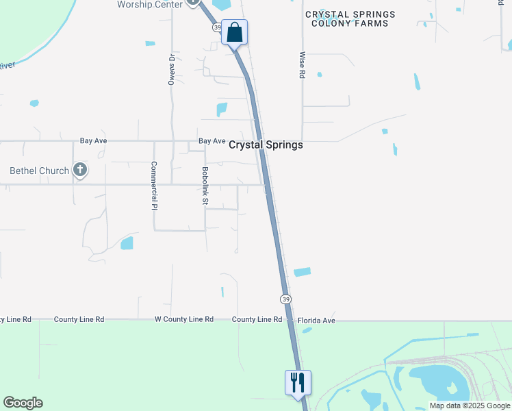 map of restaurants, bars, coffee shops, grocery stores, and more near in Crystal Springs