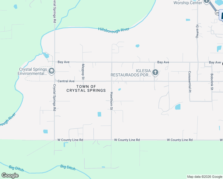 map of restaurants, bars, coffee shops, grocery stores, and more near 1415 Hawthorn Street in Zephyrhills