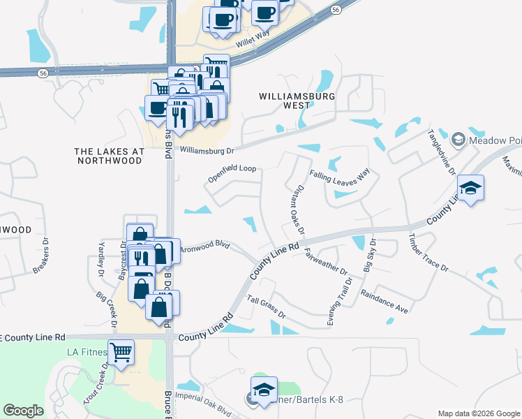 map of restaurants, bars, coffee shops, grocery stores, and more near 1438 Clearglades Drive in Wesley Chapel
