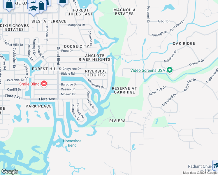 map of restaurants, bars, coffee shops, grocery stores, and more near 1326 Flotilla Drive in Holiday