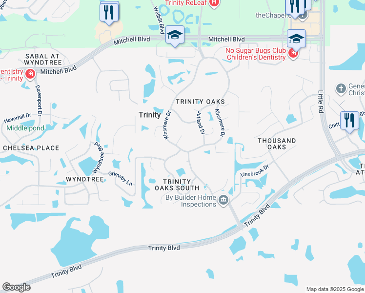 map of restaurants, bars, coffee shops, grocery stores, and more near 1326 Kinsmere Drive in New Port Richey