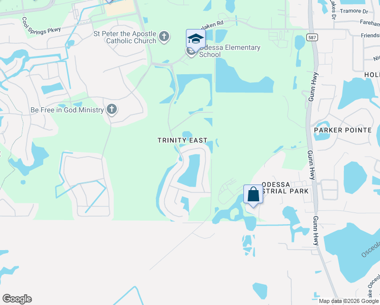 map of restaurants, bars, coffee shops, grocery stores, and more near 1404 Halapa Way in Trinity
