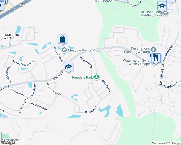 map of restaurants, bars, coffee shops, grocery stores, and more near 29333 Yarrow Drive in Wesley Chapel