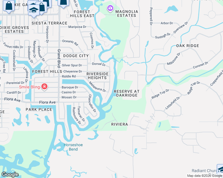 map of restaurants, bars, coffee shops, grocery stores, and more near 1352 Flotilla Drive in Holiday