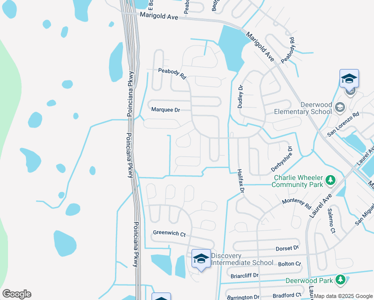 map of restaurants, bars, coffee shops, grocery stores, and more near 336 Cardiff Drive in Kissimmee