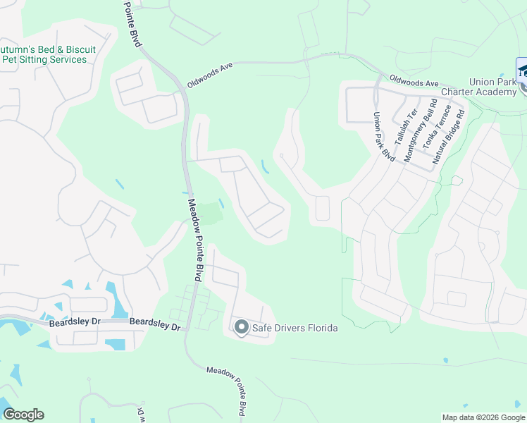 map of restaurants, bars, coffee shops, grocery stores, and more near 31834 Crosswoods Way in Wesley Chapel