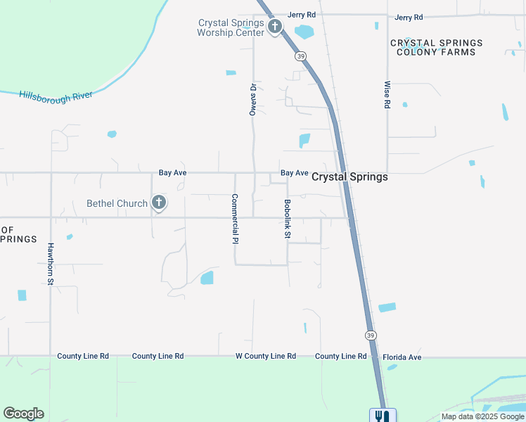 map of restaurants, bars, coffee shops, grocery stores, and more near 39515 Central Avenue in Zephyrhills