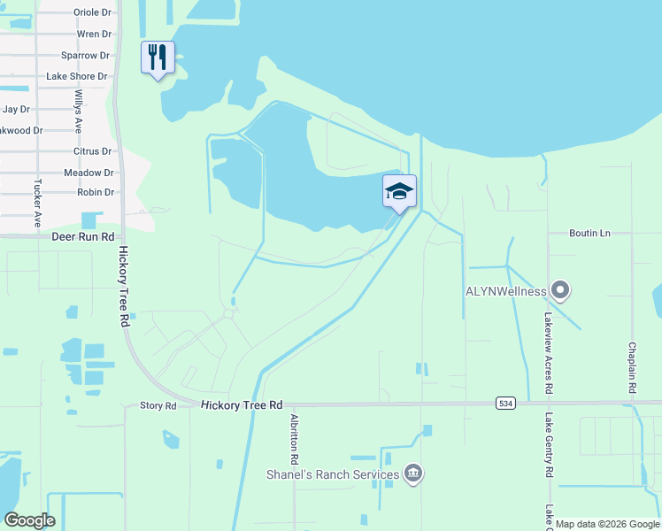 map of restaurants, bars, coffee shops, grocery stores, and more near 4385 Hickory Tree Road in St. Cloud