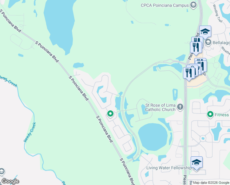 map of restaurants, bars, coffee shops, grocery stores, and more near 4021 Navigator Way in Kissimmee