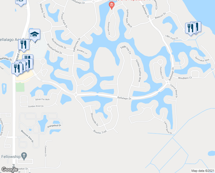 map of restaurants, bars, coffee shops, grocery stores, and more near 2360 Eagle Talon Court in Kissimmee