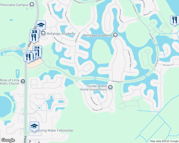 map of restaurants, bars, coffee shops, grocery stores, and more near 2670 Boat Cove Circle in Kissimmee