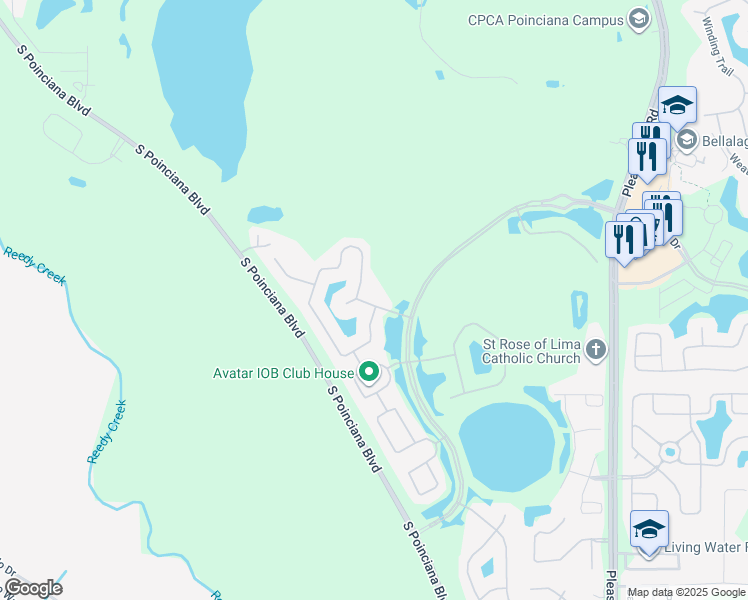 map of restaurants, bars, coffee shops, grocery stores, and more near 4021 Navigator Way in Kissimmee