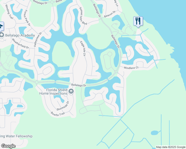 map of restaurants, bars, coffee shops, grocery stores, and more near 3843 Golden Feather Way in Kissimmee