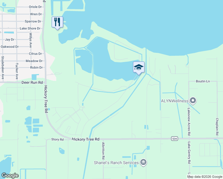 map of restaurants, bars, coffee shops, grocery stores, and more near 4653 Hickory Tree Lane in St. Cloud