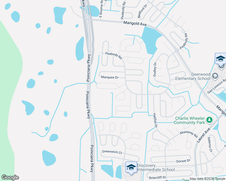 map of restaurants, bars, coffee shops, grocery stores, and more near 318 Chelmsford Court in Kissimmee