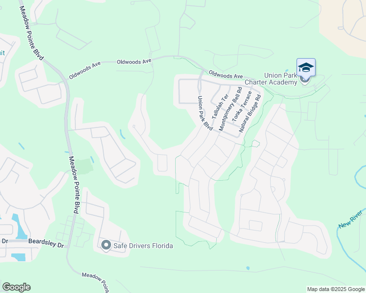 map of restaurants, bars, coffee shops, grocery stores, and more near 1587 Ludington Avenue in Wesley Chapel