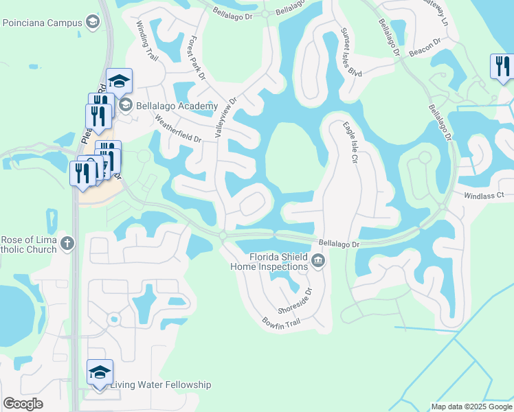 map of restaurants, bars, coffee shops, grocery stores, and more near 2681 Boat Cove Circle in Kissimmee