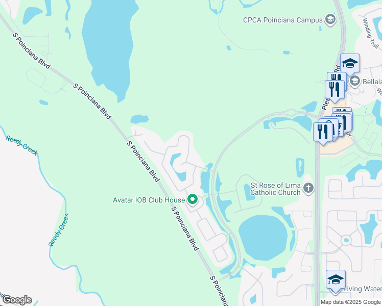 map of restaurants, bars, coffee shops, grocery stores, and more near 4021 Navigator Way in Kissimmee