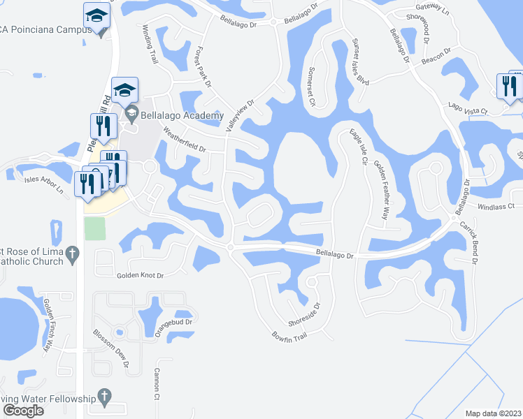map of restaurants, bars, coffee shops, grocery stores, and more near 2781 Boat Cove Circle in Kissimmee