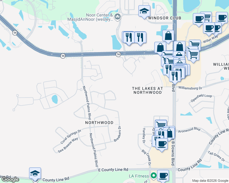 map of restaurants, bars, coffee shops, grocery stores, and more near 27542 Sugar Loaf Drive in Wesley Chapel