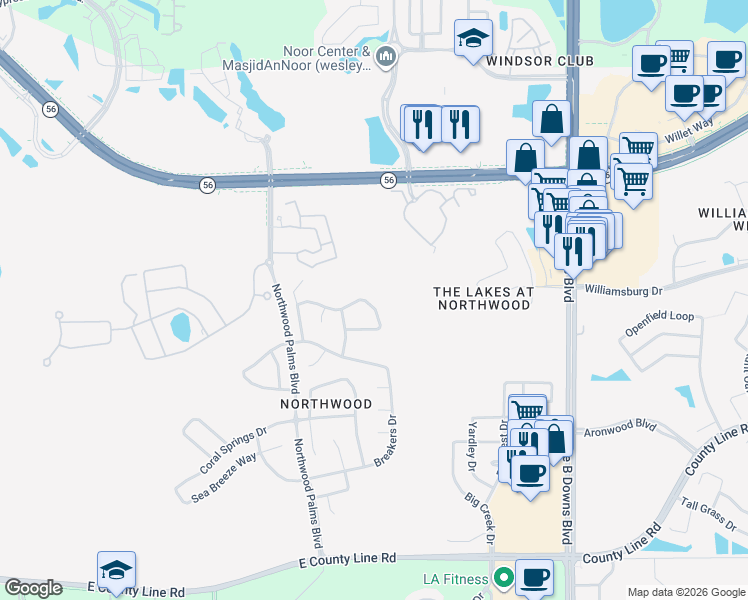 map of restaurants, bars, coffee shops, grocery stores, and more near 27523 Sugar Loaf Drive in Wesley Chapel