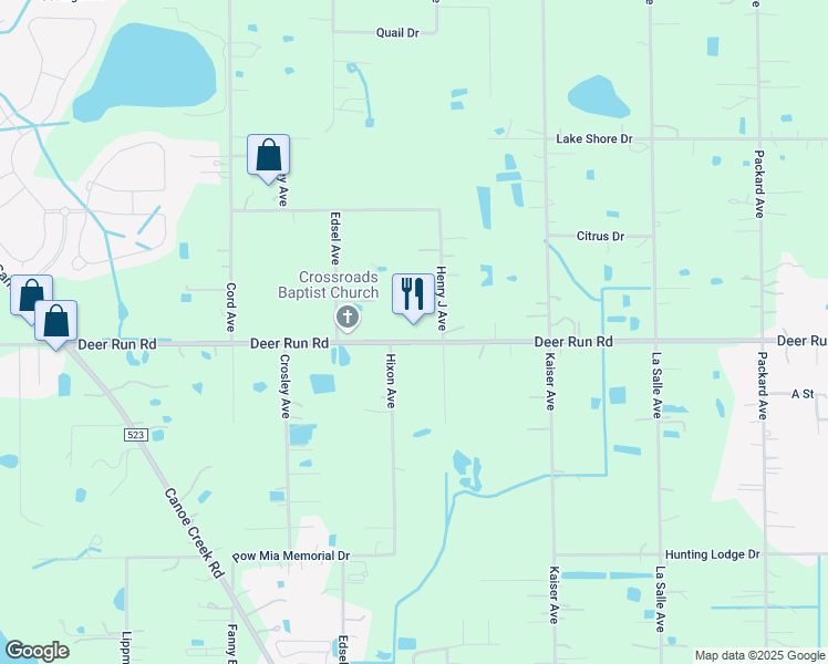 map of restaurants, bars, coffee shops, grocery stores, and more near 4265 Deer Run Road in St. Cloud