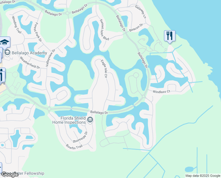 map of restaurants, bars, coffee shops, grocery stores, and more near 3822 Eagle Isle Circle in Kissimmee