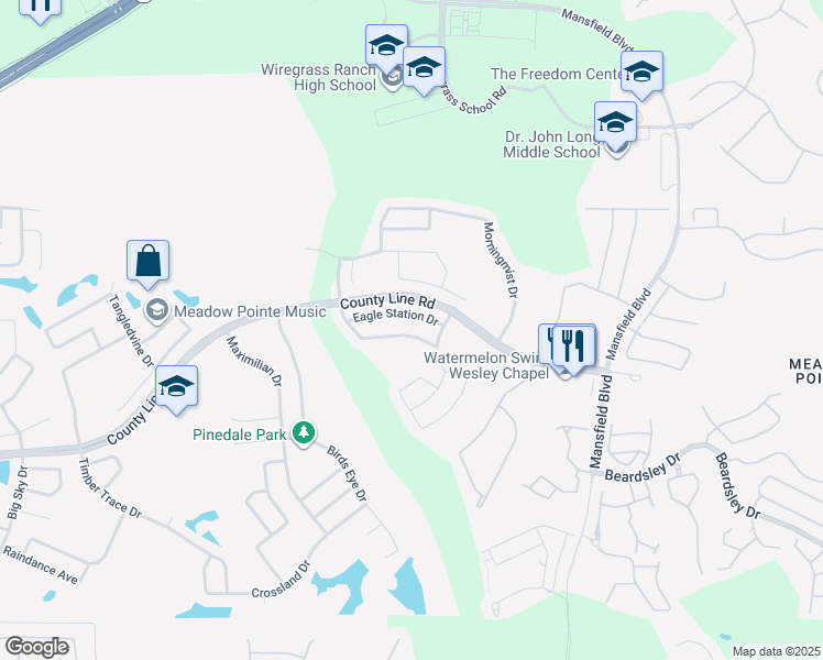 map of restaurants, bars, coffee shops, grocery stores, and more near 29641 Eagle Station Drive in Zephyrhills