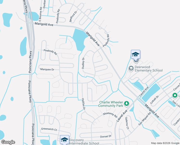 map of restaurants, bars, coffee shops, grocery stores, and more near 115 Dundee Lane in Kissimmee
