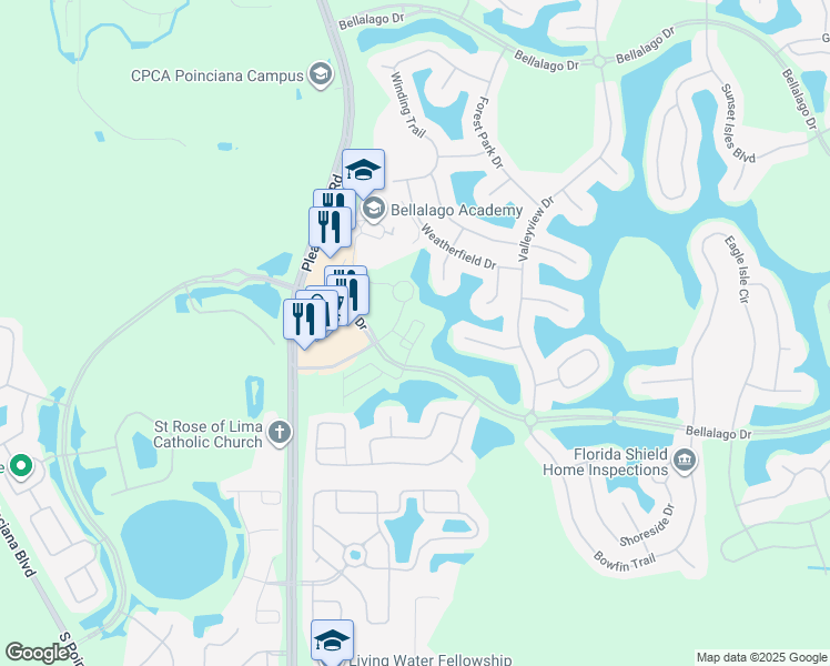 map of restaurants, bars, coffee shops, grocery stores, and more near 3761 Los Altos Loop in Kissimmee