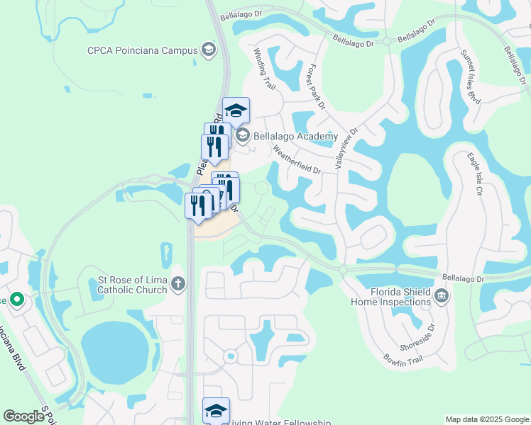 map of restaurants, bars, coffee shops, grocery stores, and more near 3761 Los Altos Loop in Kissimmee