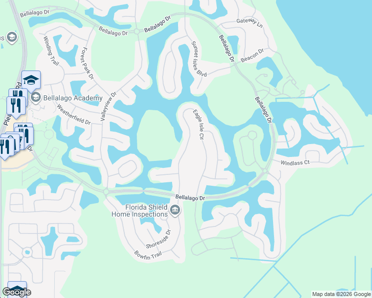 map of restaurants, bars, coffee shops, grocery stores, and more near 3736 Eagle Isle Circle in Kissimmee