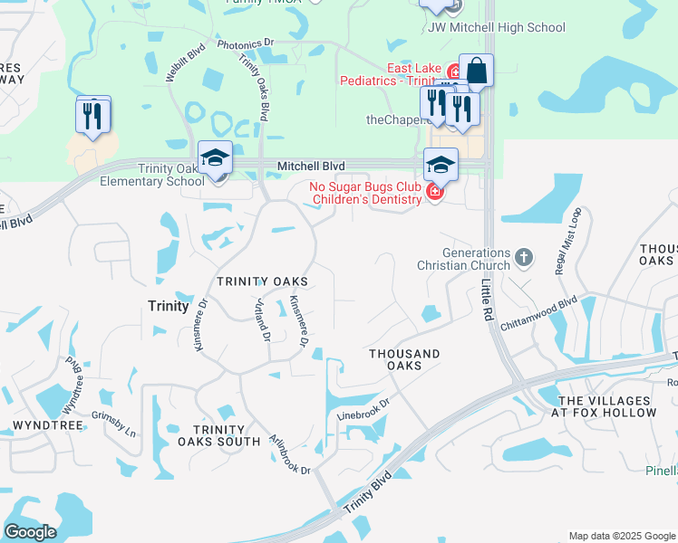 map of restaurants, bars, coffee shops, grocery stores, and more near 8417 Basuto Drive in New Port Richey