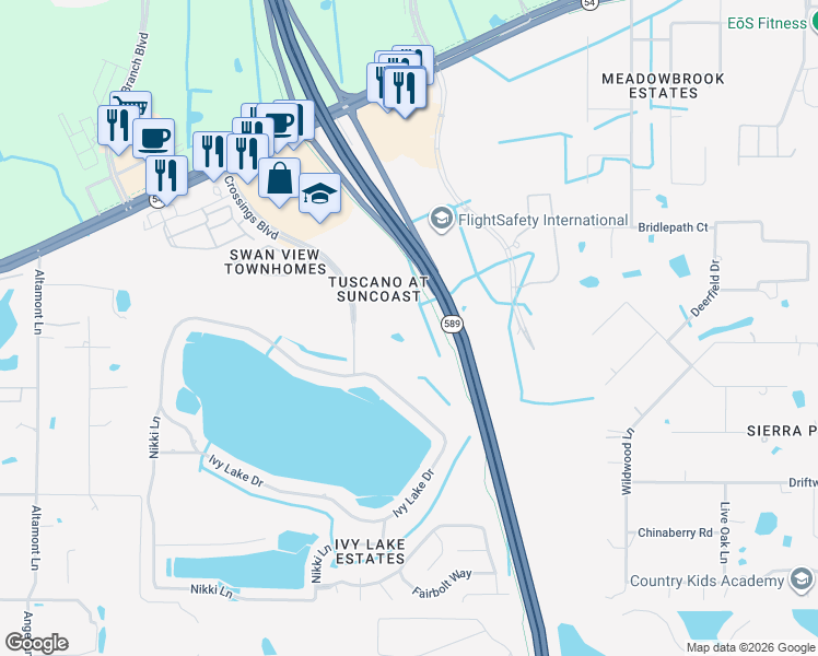 map of restaurants, bars, coffee shops, grocery stores, and more near 1610 Raena Drive in Odessa