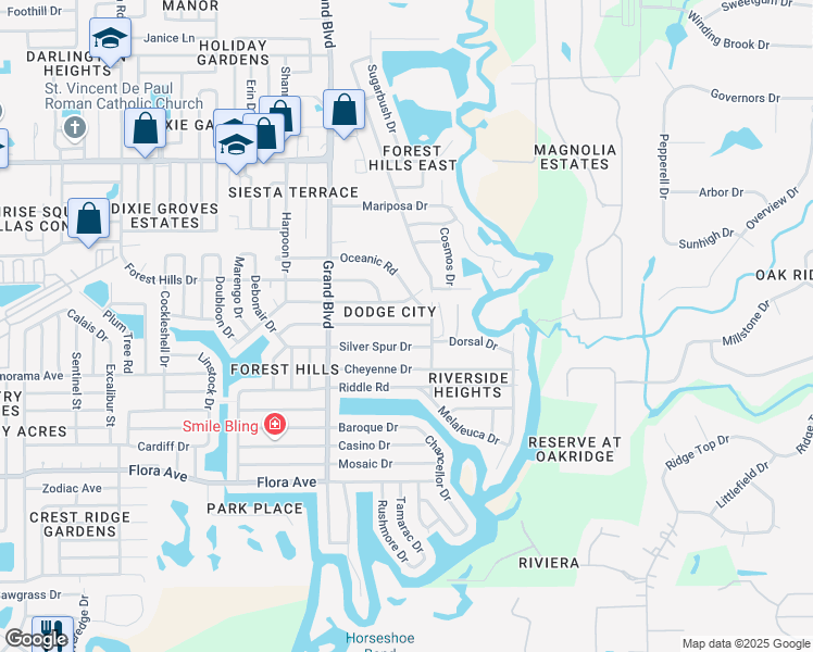 map of restaurants, bars, coffee shops, grocery stores, and more near 5648 Golden Nugget Drive in Holiday