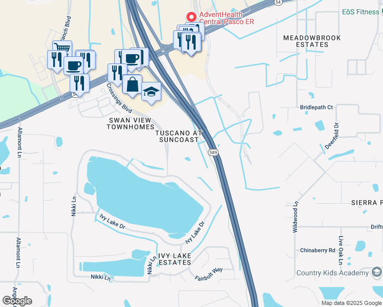 map of restaurants, bars, coffee shops, grocery stores, and more near 1610 Raena Drive in Odessa