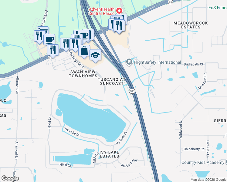 map of restaurants, bars, coffee shops, grocery stores, and more near 1600 Villa Capri Circle in Odessa