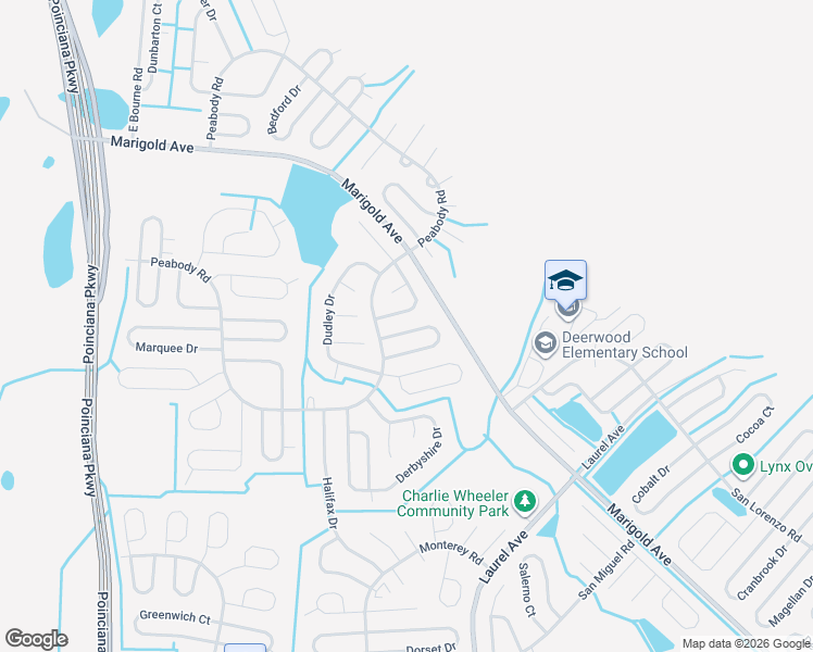 map of restaurants, bars, coffee shops, grocery stores, and more near 39 Coventry Court in Kissimmee