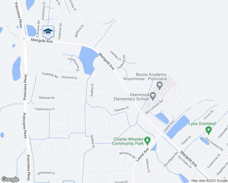 map of restaurants, bars, coffee shops, grocery stores, and more near 40 Coventry Court in Kissimmee