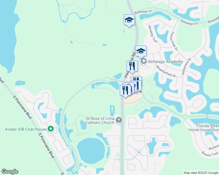 map of restaurants, bars, coffee shops, grocery stores, and more near 3717 Isles Arbor Lane in Kissimmee